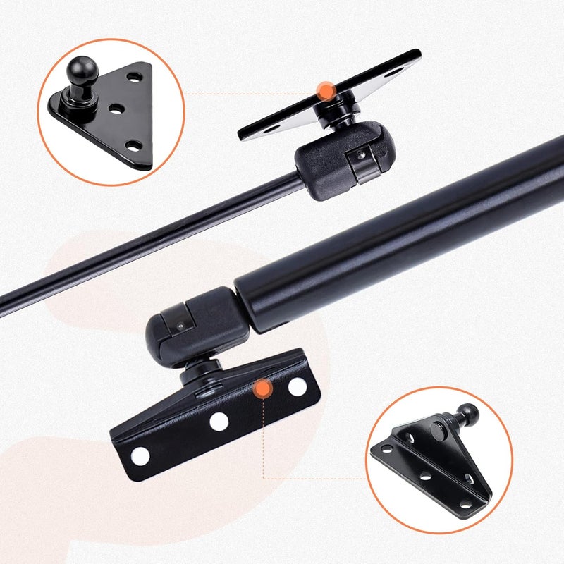 PAMAGOO 13MM Ball Stud Mounting Brackets, 2 Angled L-Type Mounts and 2 Flat-Type Mounts with 16 Screws, for Lift-o-mat Gas Spring Struts Shock Mounting Kits, Black - Image 4